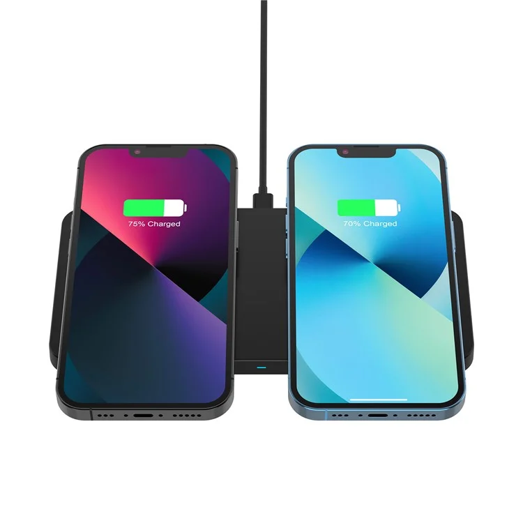 M15 30W 2 in 1 Magnetic Desktop Wireless Charger Dual 15W Phone Earphone Charging Dock - Black