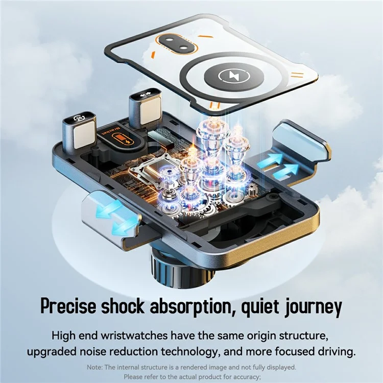 Smart Sensor Car Phone Holder 15W Wireless Charger Automatic Clamping Rotatable Mount with Cable Tie - Grey