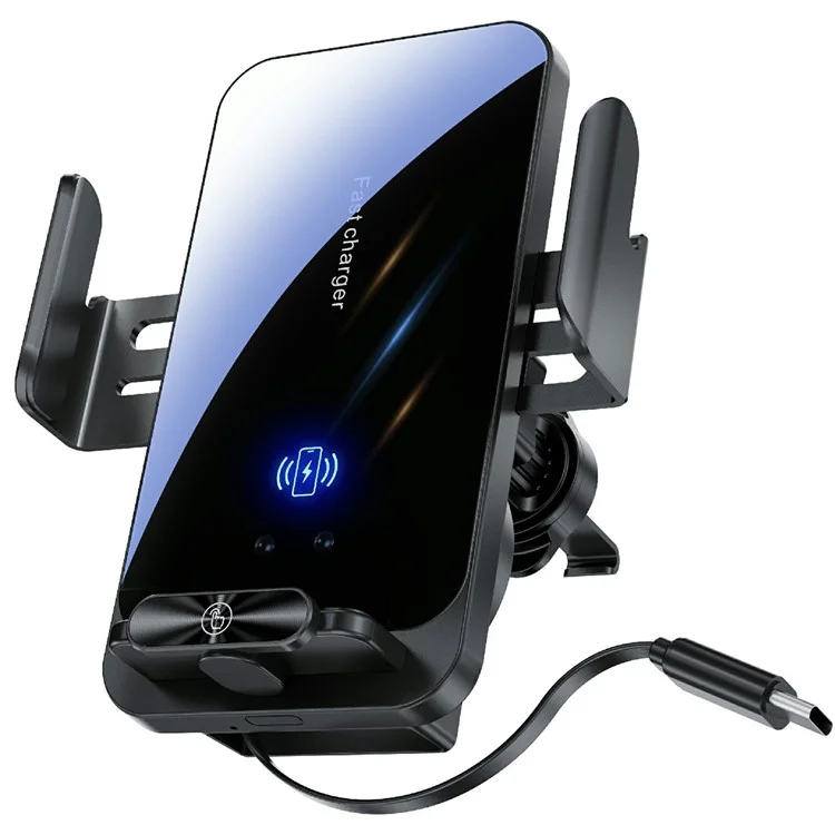 Support SD06 Support de téléphone de voiture Chargeur sans fil Support de montage à grille d'aération Anti-vibration Serrage automatique Socle de charge 15W