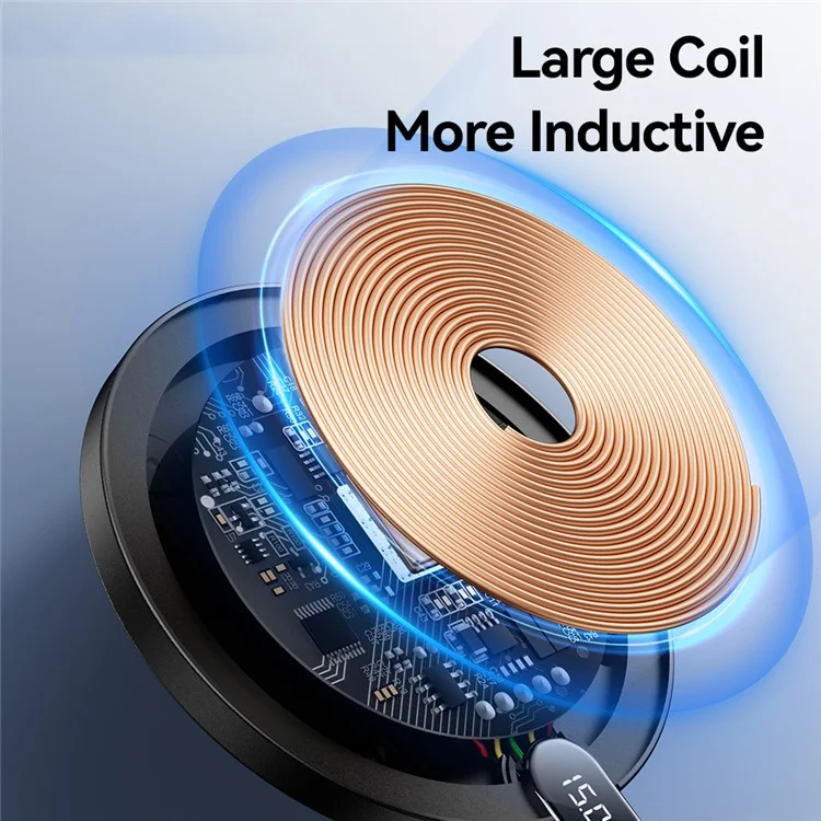 ESSAGER ES-WX15 Desktop Wireless Charger 15W Fast Charging Digital Display for Ios / Android Devices - Black