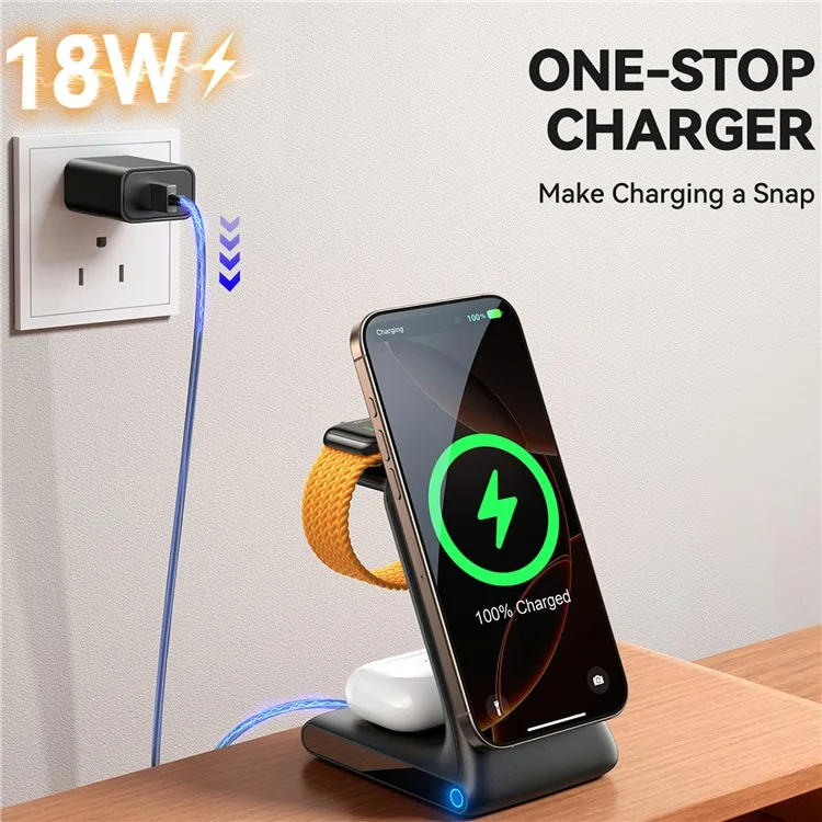 JOYROOM JR-W15 3-in-1 Magnetischer Desktop-Wireless-Ladegerät für iPhone / Apple Watch / AirPods 15W Ladeständer