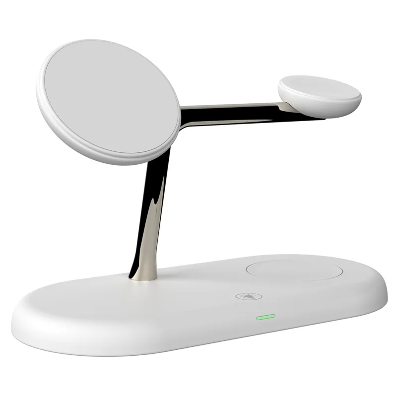 Stazione di ricarica wireless magnetica da 15W T256 per telefono, orologio e auricolare, con luce notturna - Bianco