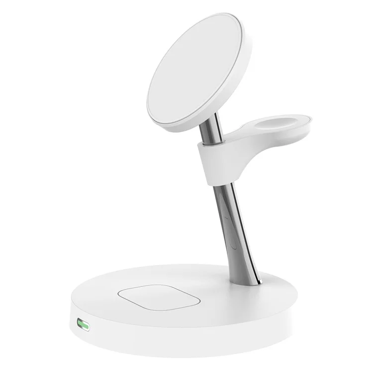 T269D 15W Magnetic Wireless Charger Phone Watch Earphone Fast Charging Station with Night Light - White