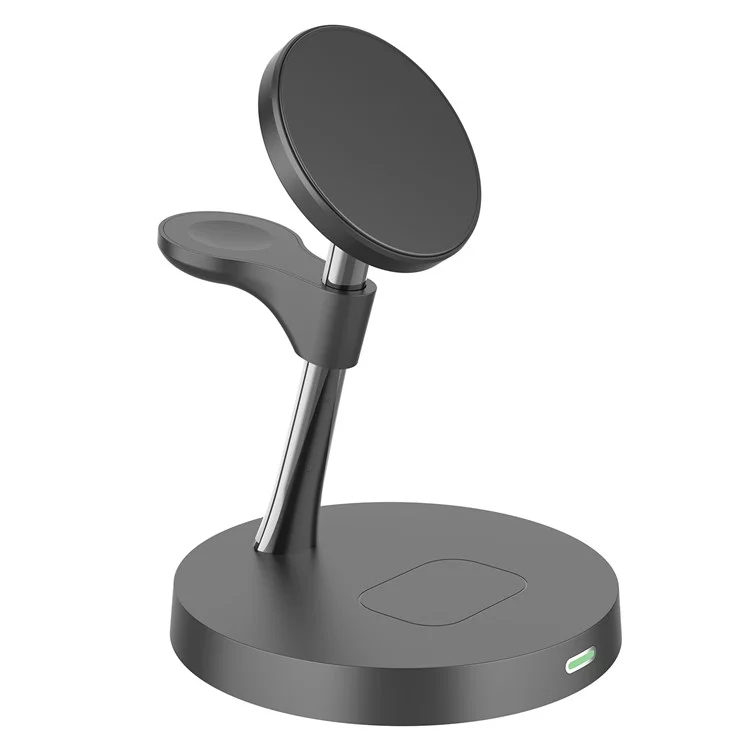 Estación de carga inalámbrica magnética T269D de 15W para teléfono, reloj y auriculares con luz nocturna - Negro