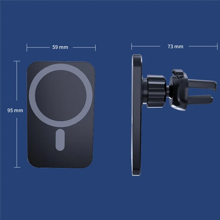 C16 Compatible with MagSafe Car Air Vent Mount Wireless Charger 360 Degree Rotatable 15W Fast Charger - Black