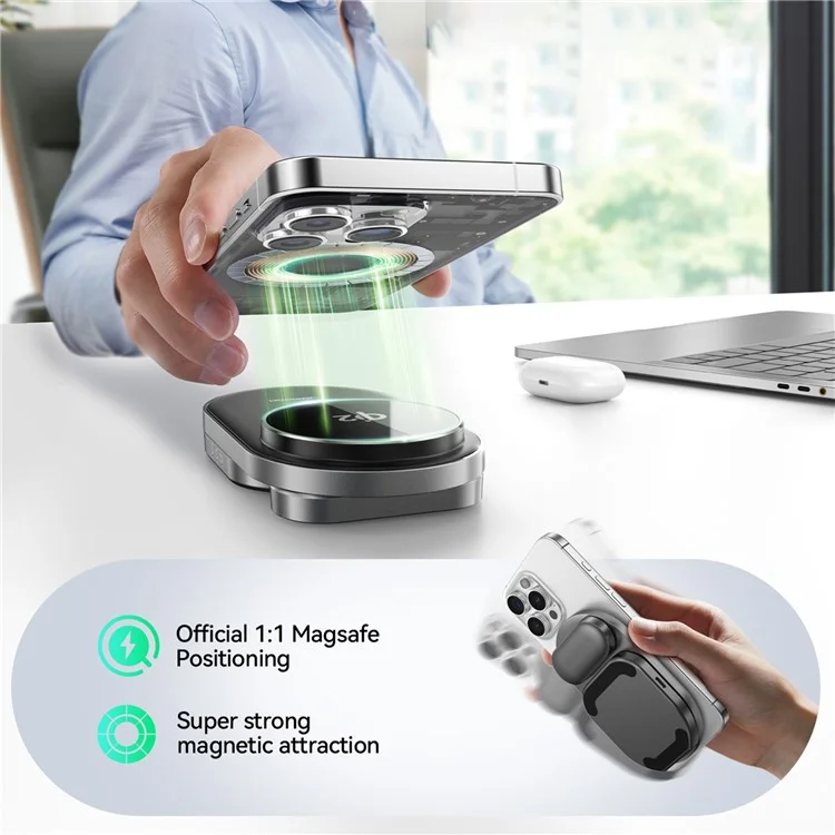 JOYROOM JR-W17 Qi2 3 in 1 Magnetic Wireless Charger for Iphone / Airpods / Apple Watch Foldable 15W Fast Charging Station - Black