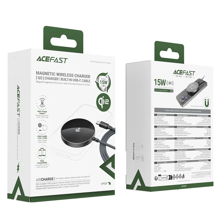 ACEFAST E24 QI2 Desktop Magnetic Wireless Charging Pad Phone Charger with Type-C Cable