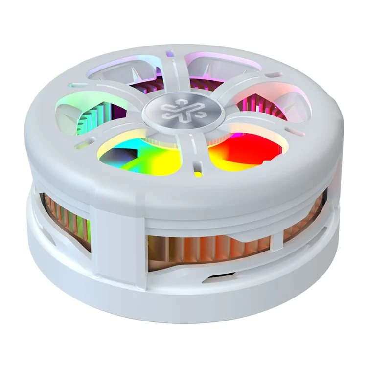 Chargeur sans fil magnétique certifié Qi2 Q6 avec ventilateur de refroidissement TEC et lumière RVB - Blanc