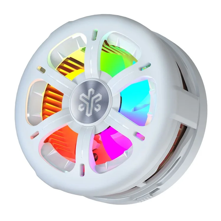 Chargeur sans fil magnétique certifié Qi2 Q6 avec ventilateur de refroidissement TEC et lumière RVB - Blanc