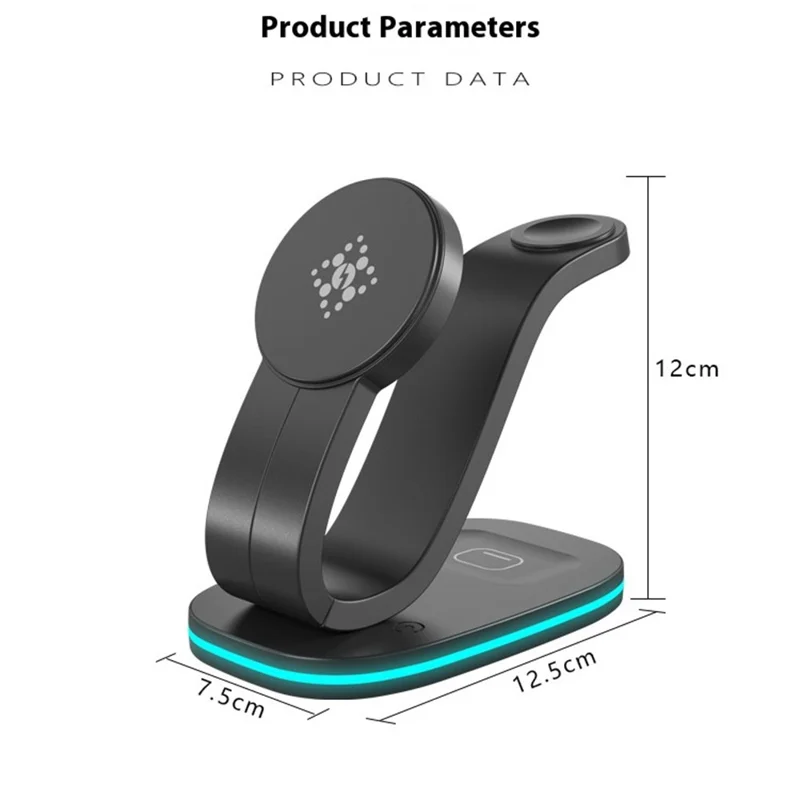 B-28 Multifunction 15W Wireless Charger with Night Light for Phone Watch Earbuds, Standard Version - White