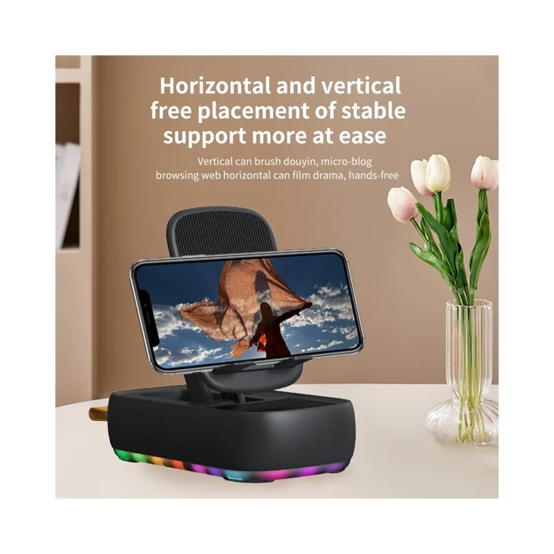 F15 Multifunctional Foldable Rotating Desktop Phone Stand Bluetooth-Compatible Speaker Power Bank - White