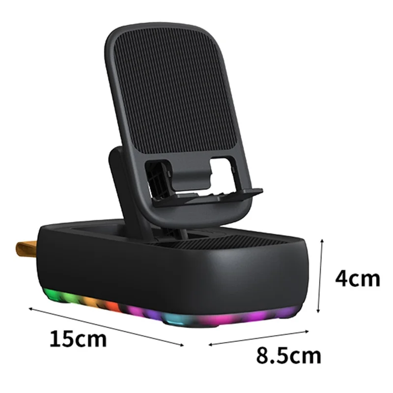 F15 Multifunctional Foldable Rotating Desktop Phone Stand Bluetooth-Compatible Speaker Power Bank - White
