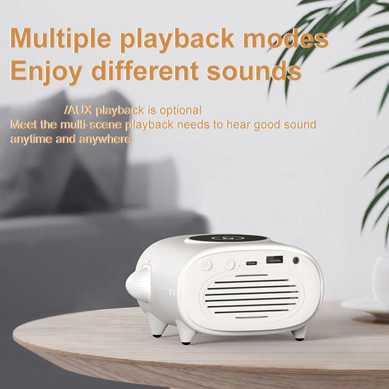 H39 Multifunktionaler Wecker TWS Bluetooth-kompatibler Lautsprecher 15W Wireless Ladegerät mit Ambientem Licht - Weiß