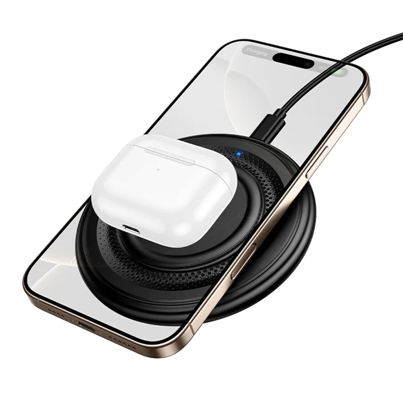 BOROFONE BQ40 Crown Caricatore wireless da tavolo veloce da 15 W Stazione di ricarica per smartphone e auricolari - Nero