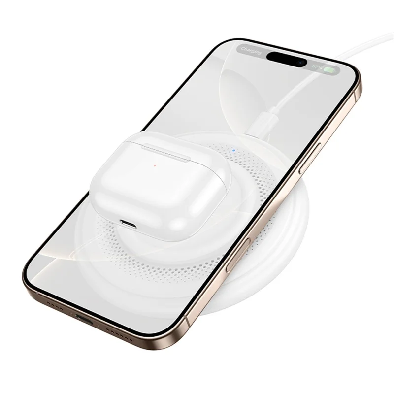 Estación de carga inalámbrica de escritorio BOROFONE BQ40 Corona, 15W, para smartphones y auriculares - Blanco