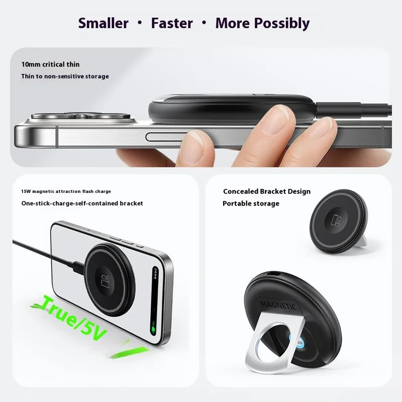 Carregador Sem Fio Magnético HT-558 3 em 1 de 15W para iPhone / AirPods / Apple Watch com Suporte Dobrável - Branco