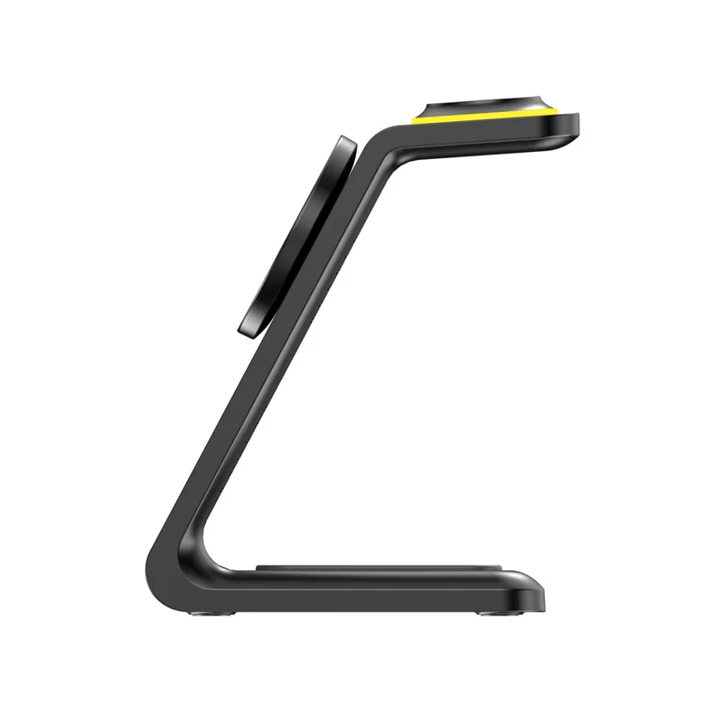 HT-546 15W Magnetic Wireless Charger Desktop Stand with Night Light for Phone / Earbuds / Watch - Black