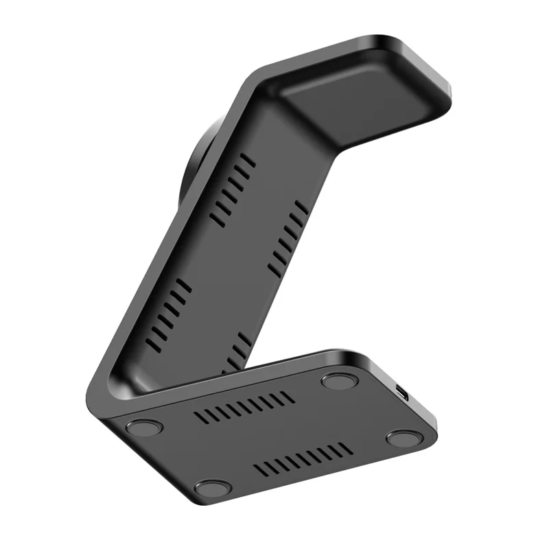 HT-546 15W Magnetic Wireless Charger Desktop Stand with Night Light for Phone / Earbuds / Watch - Black