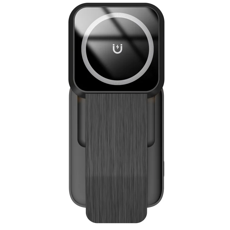 HT-538 3 in 1 Foldable 15W Magnetic Wireless Charger with Night Light for Phone / Watch / Earbuds - Black