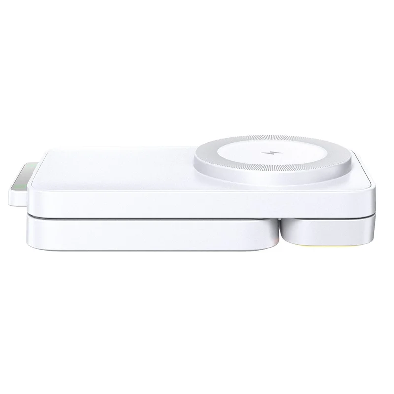 HT-545 Foldable Magnetic Wireless Charger with Night Light 3 in 1 15W Fast Charging Station for Phone / Earbuds / Watch - White