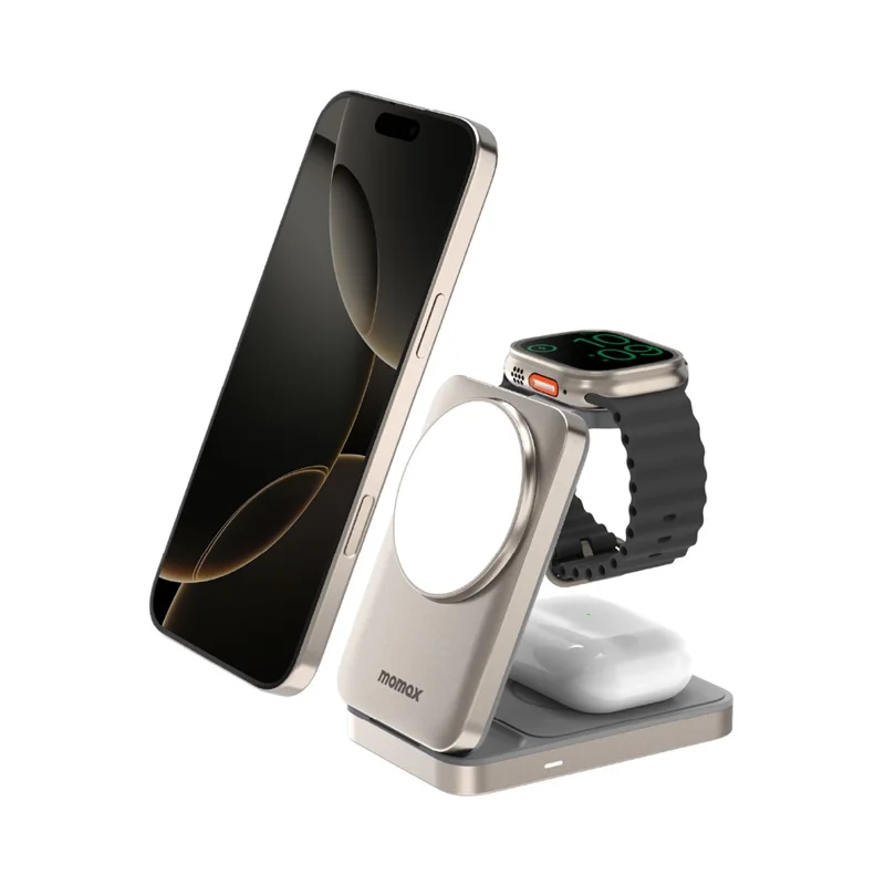MOMAX Q. Port Foldable Magnetic 3 in 1 Wireless Charger for Iphone / Apple Watch / Airpods Qi2+MFW Certified Charging Stand