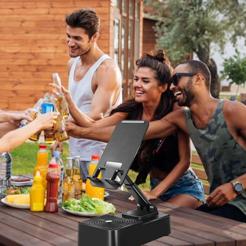 F16 Foldable Phone Stand Bluetooth-Compatible Speaker Portable Audio Dock with Emergency Power Bank