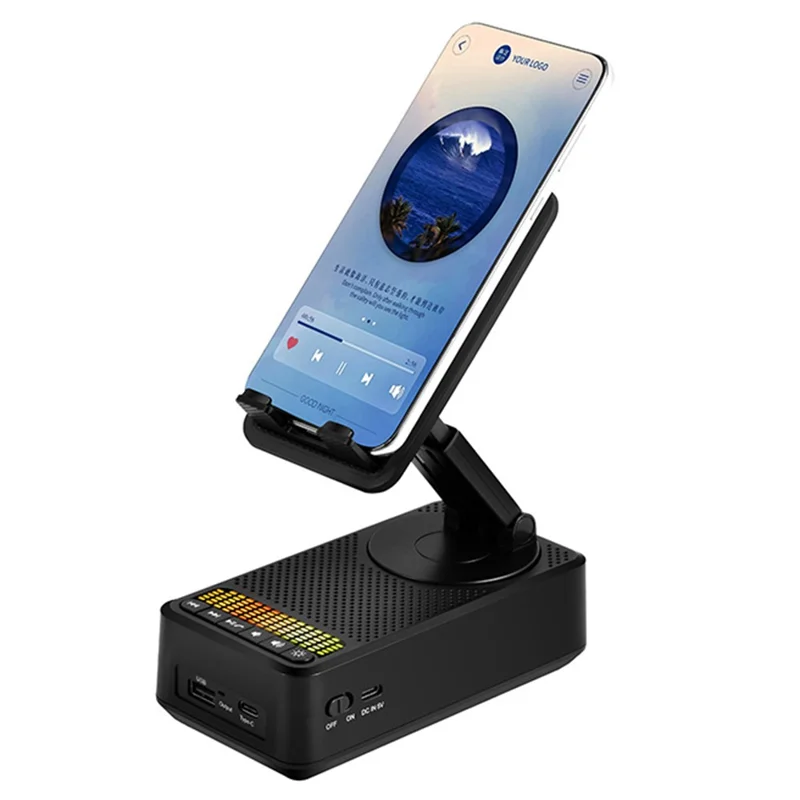 Support de téléphone pliable F26 Haut-parleur compatible Bluetooth 1500 mAh Socle audio portable avec fonction de batterie de secours
