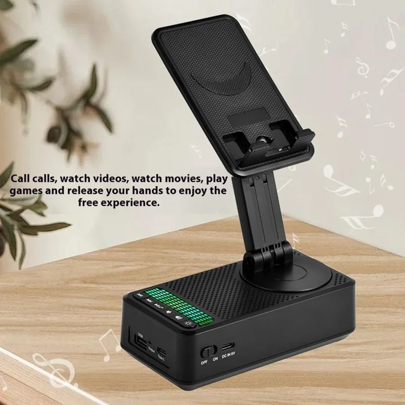 Support de téléphone pliable F26 Haut-parleur compatible Bluetooth 1500 mAh Socle audio portable avec fonction de batterie de secours