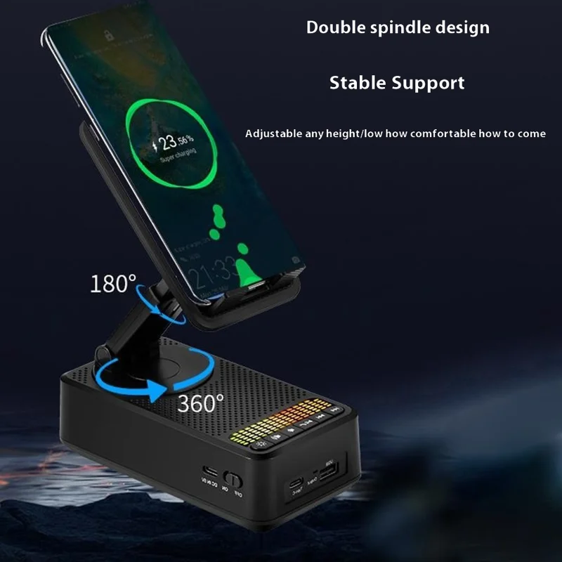 Supporto pieghevole portatile F26 con altoparlante Bluetooth e power bank da 5000mAh