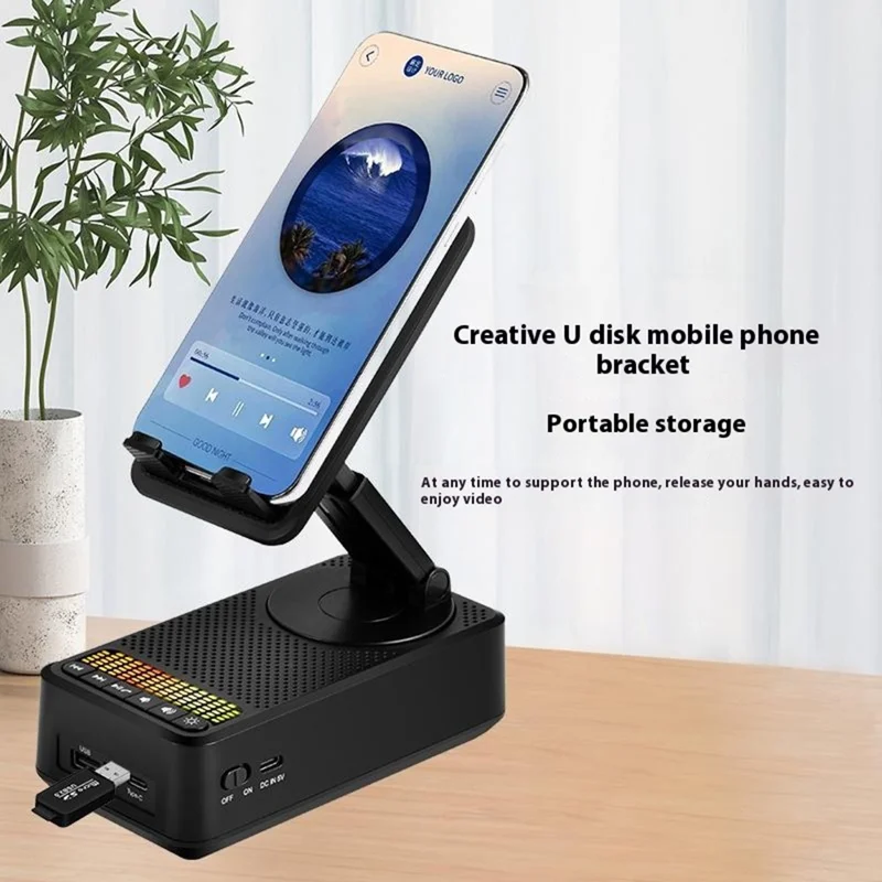 Supporto pieghevole portatile F26 con altoparlante Bluetooth e power bank da 5000mAh