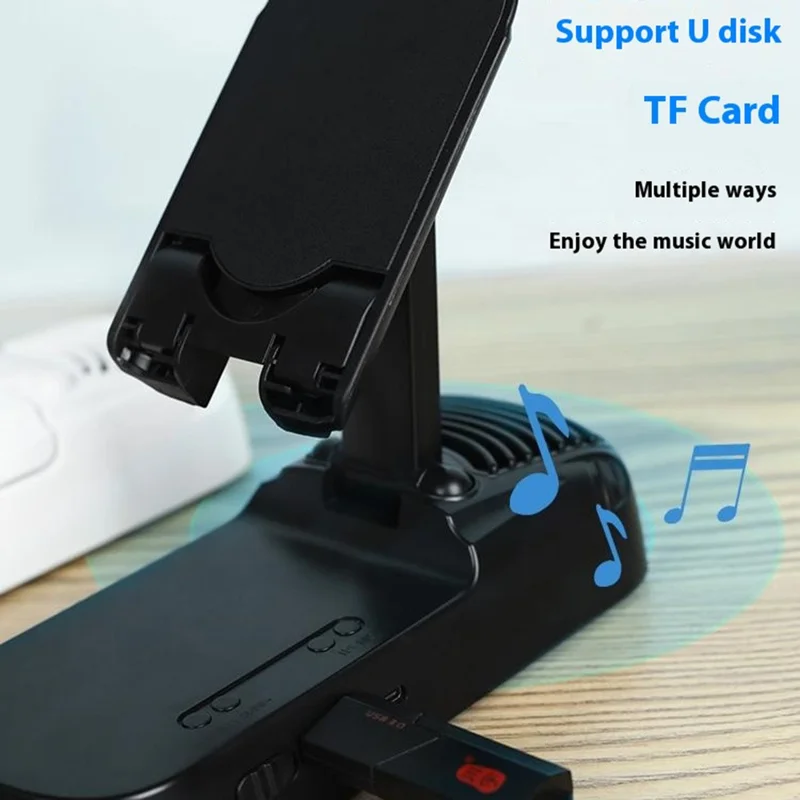 F20 Portable Phone Stand Bluetooth-Compatible Speaker Built-In 2400mAh Rechargeable Battery - Black