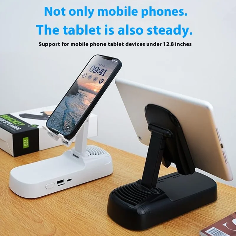 F20 Portable Phone Stand Bluetooth-Compatible Speaker Built-In 2400mAh Rechargeable Battery - Black