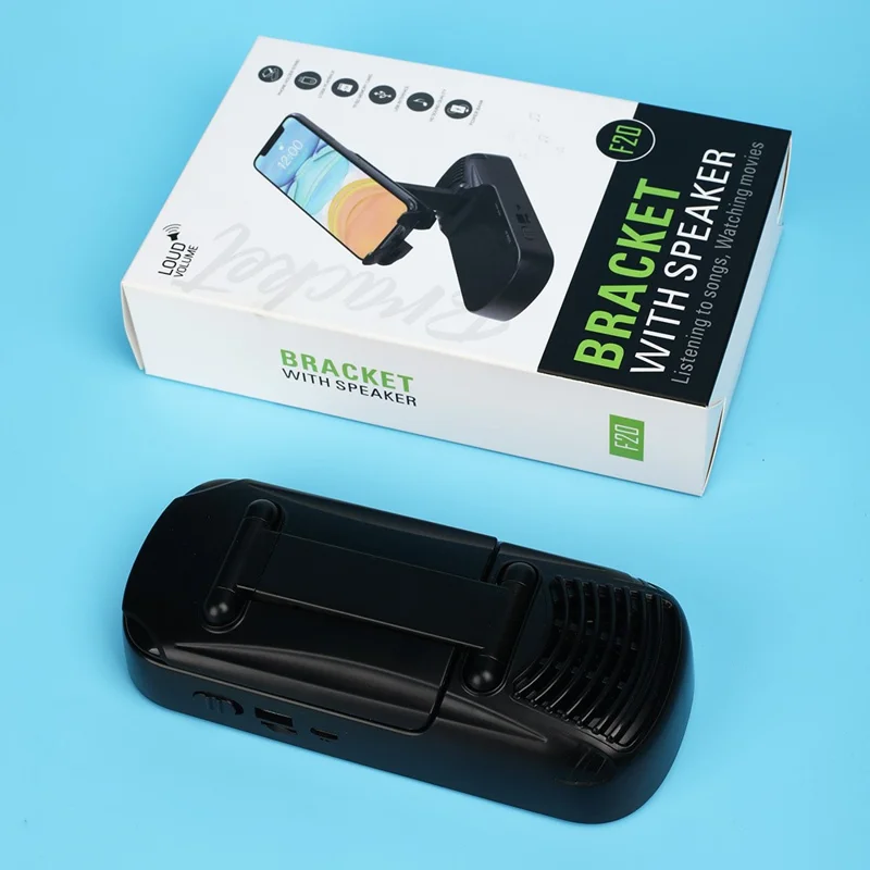 F20 Portable Phone Stand Bluetooth-Compatible Speaker Built-In 2400mAh Rechargeable Battery - Black