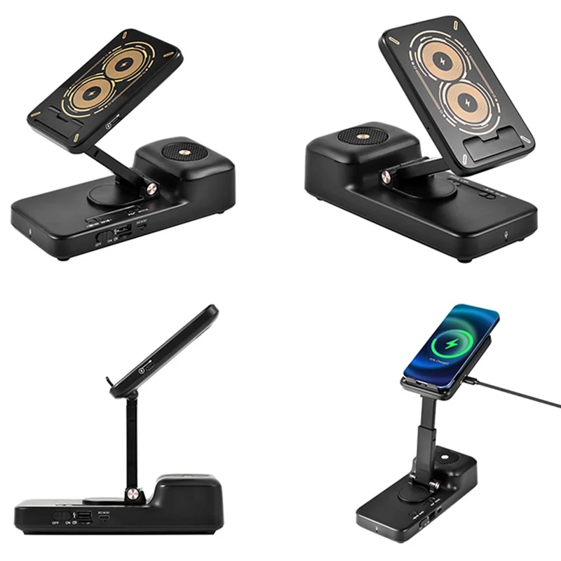 F21 Bluetooth-Compatible Speaker Phone Stand 1500mAh Wireless Charging Adjustable Holder