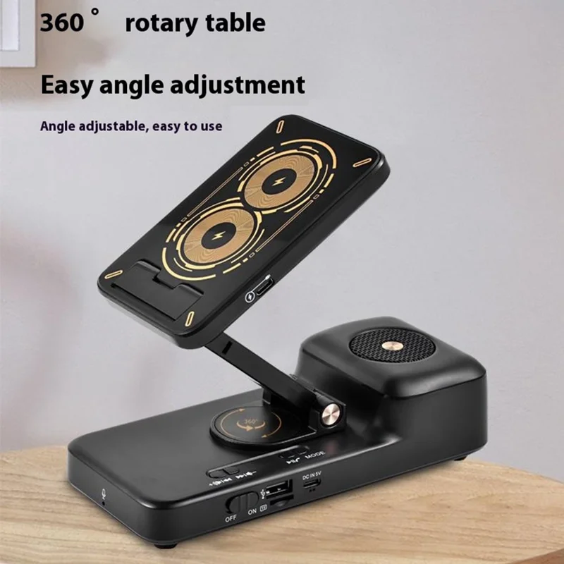 F21 Bluetooth-Compatible Speaker Phone Stand 1500mAh Wireless Charging Adjustable Holder