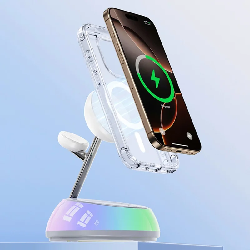 YESIDO DS31 3 in 1 Wireless Charging Station Phone Watch Earphone Magnetic Wireless Charger with Night Light