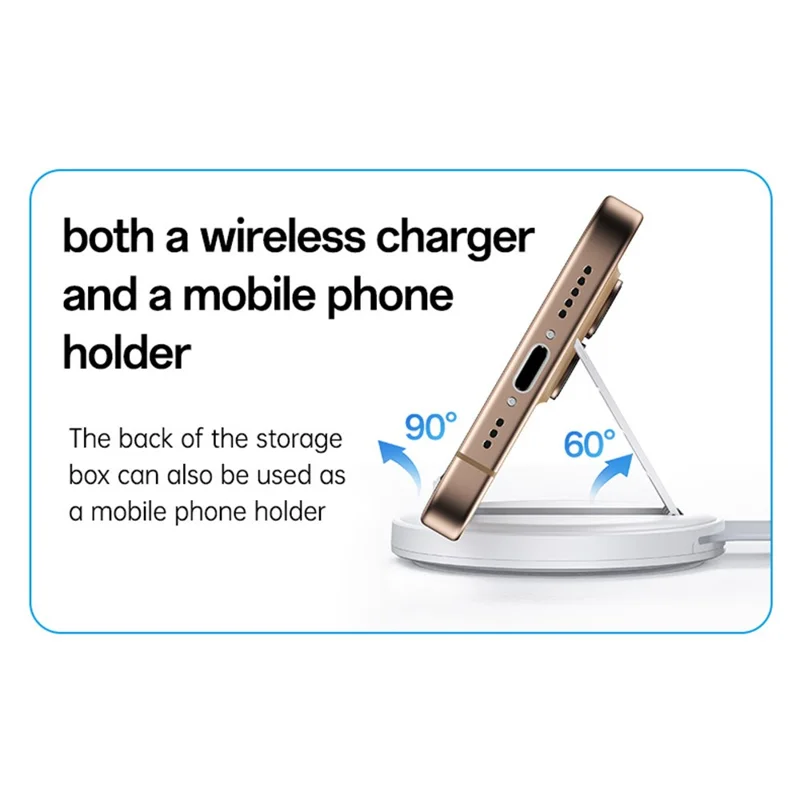 YESIDO DS29 5 in 1 Portable Storage Box Foldable Wireless Charger Phone Stand for Phone / Earbuds / Watch