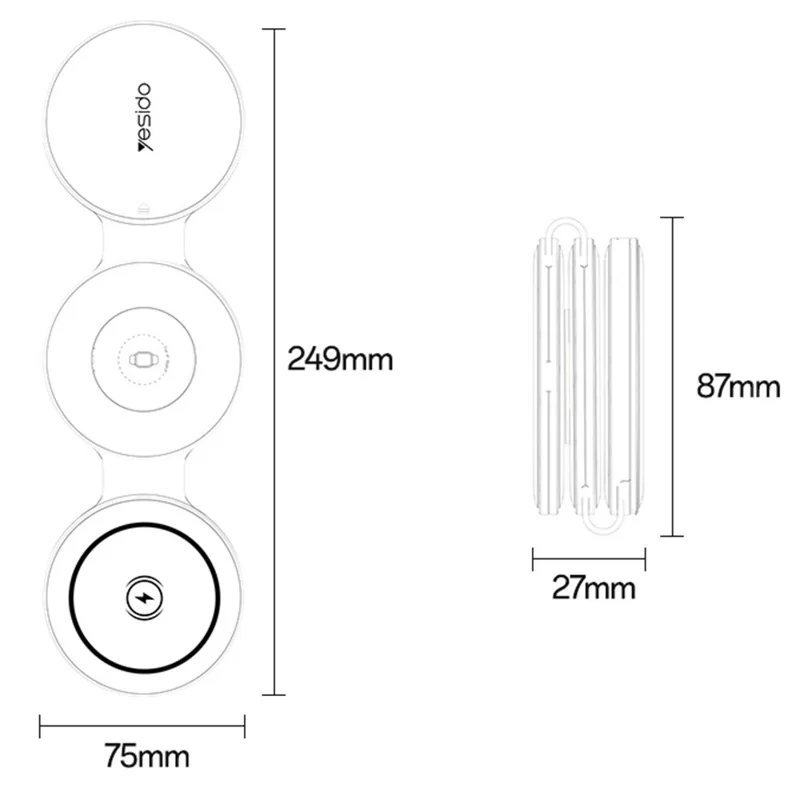YESIDO DS29 5 in 1 Portable Storage Box Foldable Wireless Charger Phone Stand for Phone / Earbuds / Watch