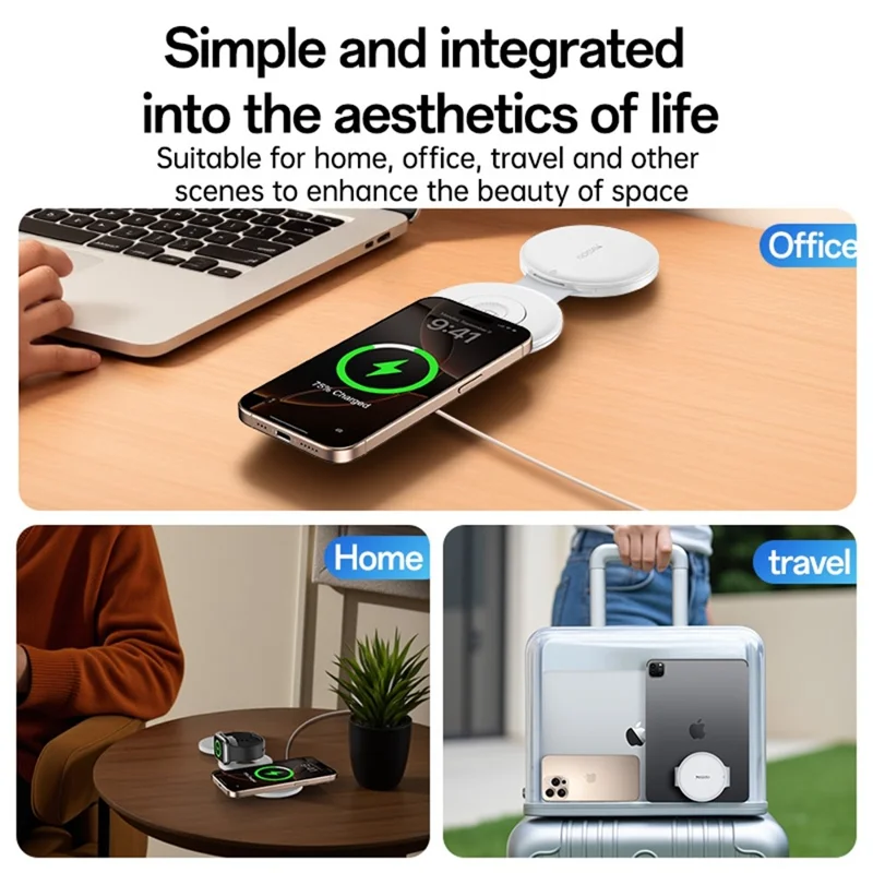 YESIDO DS29 5 in 1 Portable Storage Box Foldable Wireless Charger Phone Stand for Phone / Earbuds / Watch