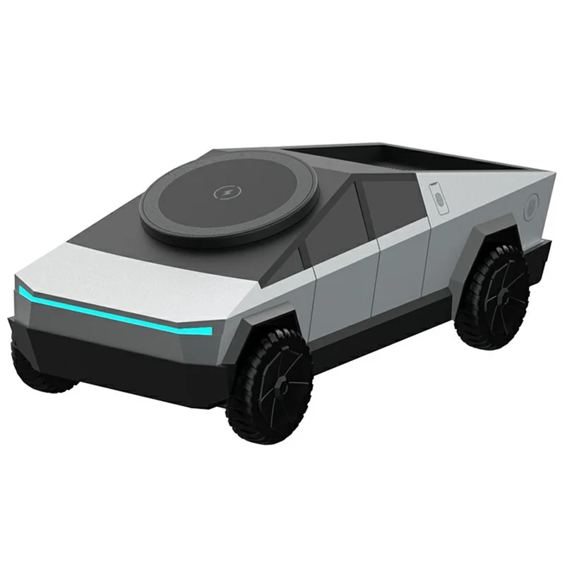 Station de charge sans fil 3 en 1 en forme de voiture 15W Qi2 pour écouteurs / montre / téléphone - Gris