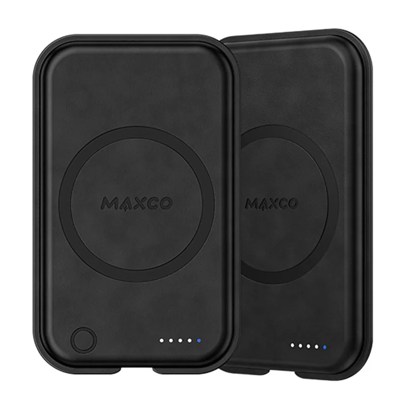 MAXCO MP26 Power Bank magnetico da 5000mAh, PD 20W, ricarica rapida Type C in pelle PU, per telefono / auricolari - Nero