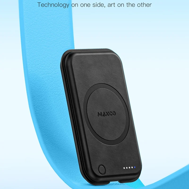 MAXCO MP26 Power Bank magnetico da 5000mAh, PD 20W, ricarica rapida Type C in pelle PU, per telefono / auricolari - Nero