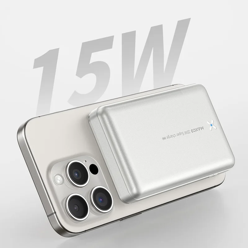 MAXCO MP36 15W Magnetic Wireless Fast Charger PD 20W Portable 10000mAh Power Bank Built In Type C Cable - Grey