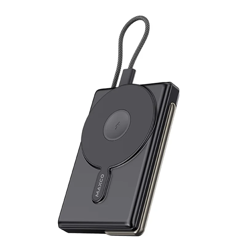 MAXCO MP43 15W Wireless Charging Magnetic Power Bank with Stand PD 20W Fast Charge for Phone Watch - Black