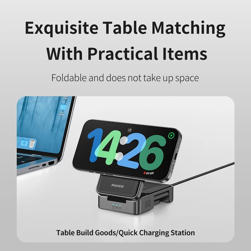 MAXCO MW13 3 in 1 Qi2 Magnetic Wireless Charger Foldable 15W Fast Charging Stand for Phone / Earbuds / Watch
