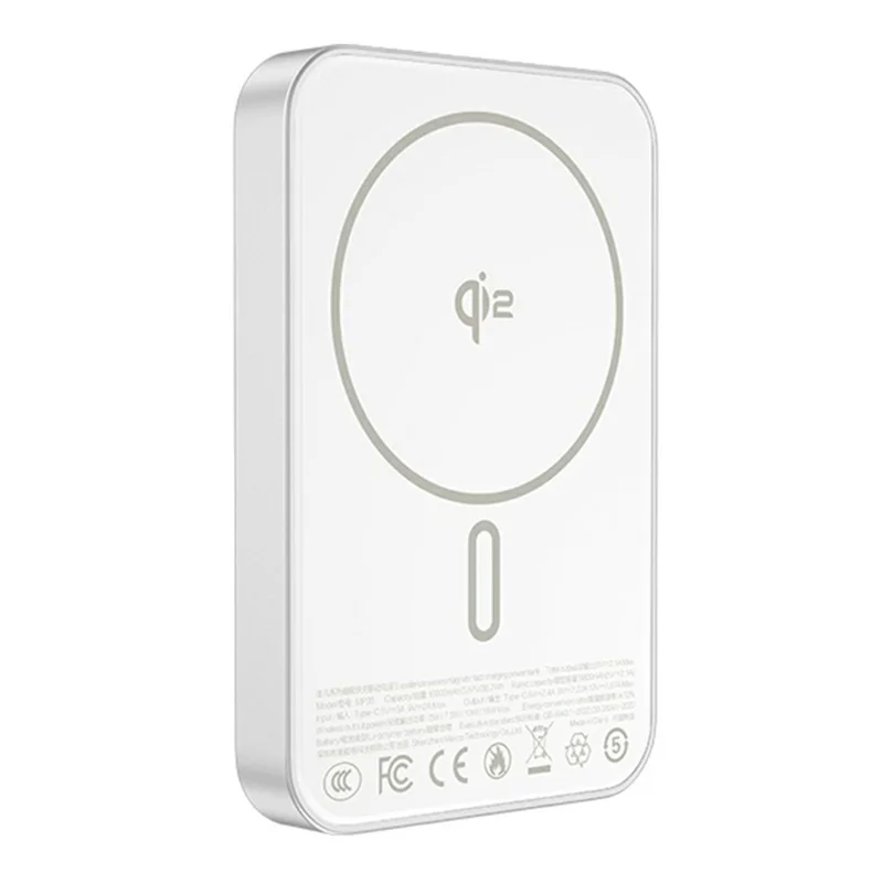 MAXCO MP33 Qi2 5000mAh Wireless Power Bank PD 20W Fast Charging Magnetic Portable Charger with Stand - White