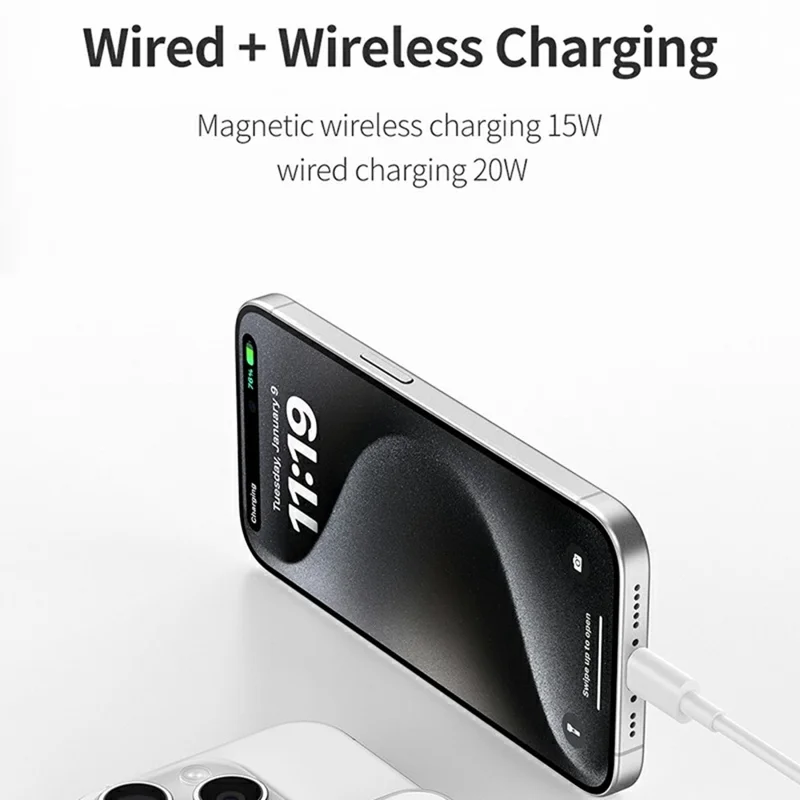 MAXCO MP33 Qi2 5000mAh Wireless Power Bank PD 20W Fast Charging Magnetic Portable Charger with Stand - White