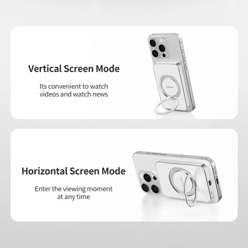 MAXCO MP33 Qi2 5000mAh Wireless Power Bank PD 20W Fast Charging Magnetic Portable Charger with Stand - White
