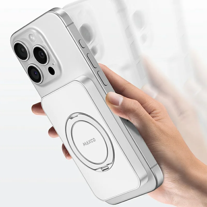 MAXCO MP35 Qi2 10000mAh PD 20W Type C Fast Charging Portable Charger Compatible with MagSafe Power Bank - White