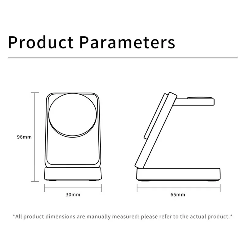 TRANYOO T-WF3 For Apple Watch iPhone AirPods 3 in 1 Magnetic Wireless Charger Foldable Charging Stand - Black